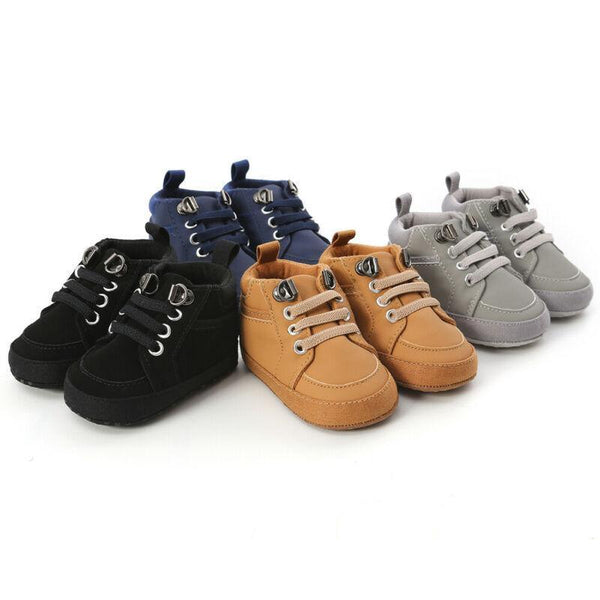 Warm Infant Baby First Walkers Soft Sole Newborn Leather High Top Non-slip Shoes Sneaker Baby Shoes - LittleLullabyLoft