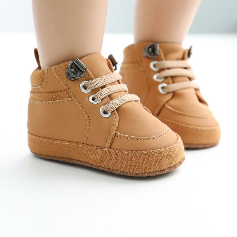 Warm Infant Baby First Walkers Soft Sole Newborn Leather High Top Non-slip Shoes Sneaker Baby Shoes - LittleLullabyLoft