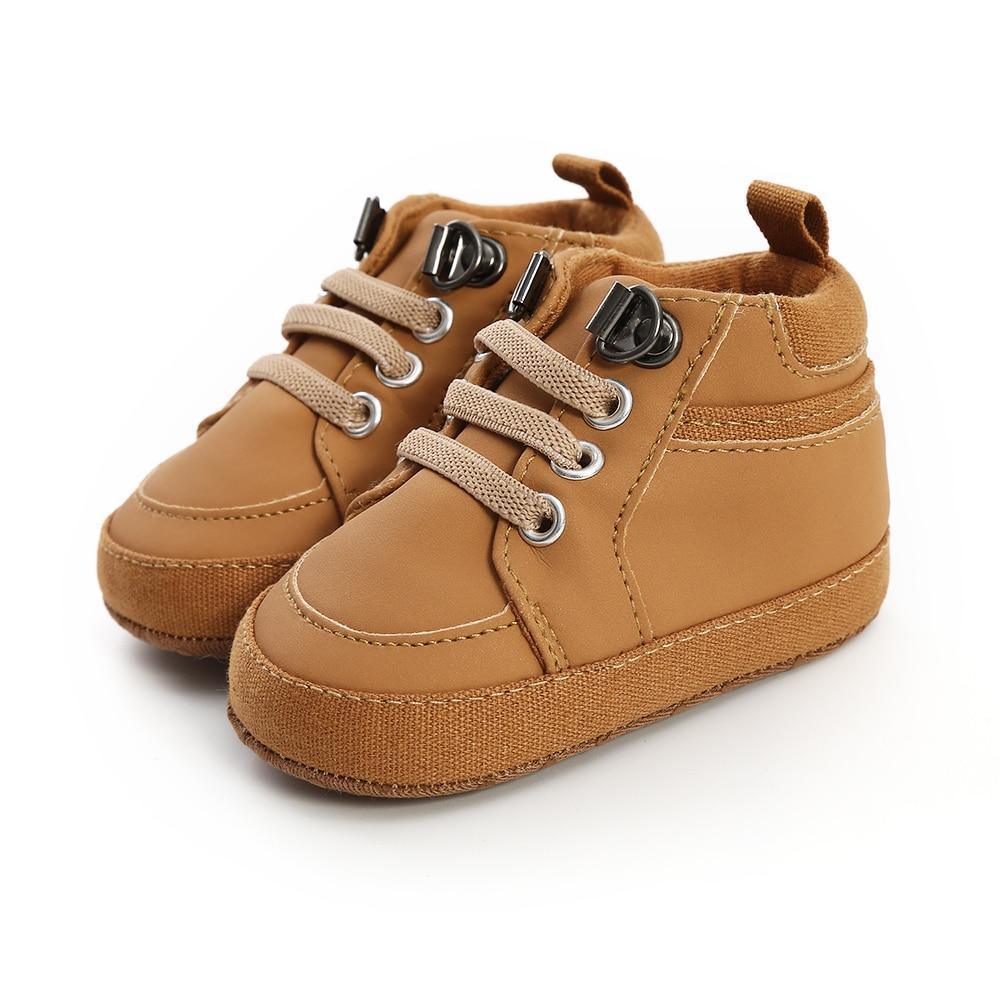 Warm Infant Baby First Walkers Soft Sole Newborn Leather High Top Non-slip Shoes Sneaker Baby Shoes - LittleLullabyLoft