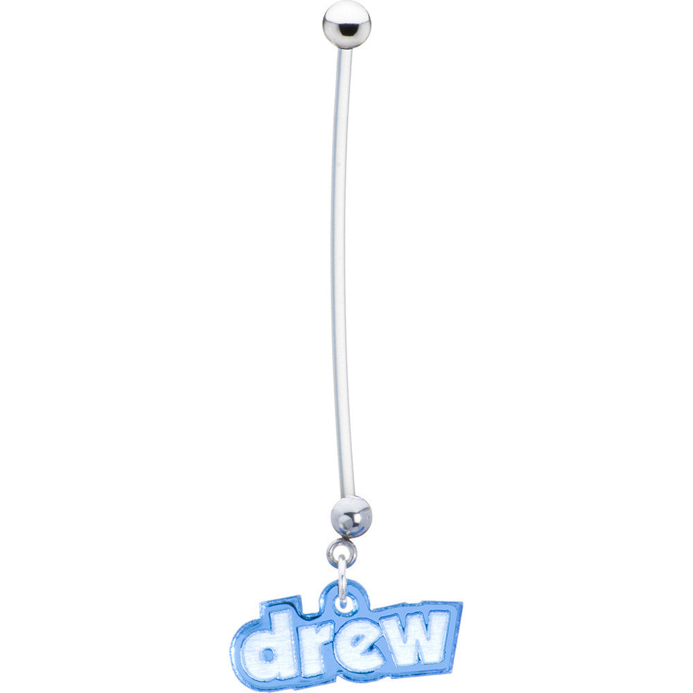 Custom Flexible PTFE Blue Personalized Name Pregnancy Belly Ring - LittleLullabyLoft
