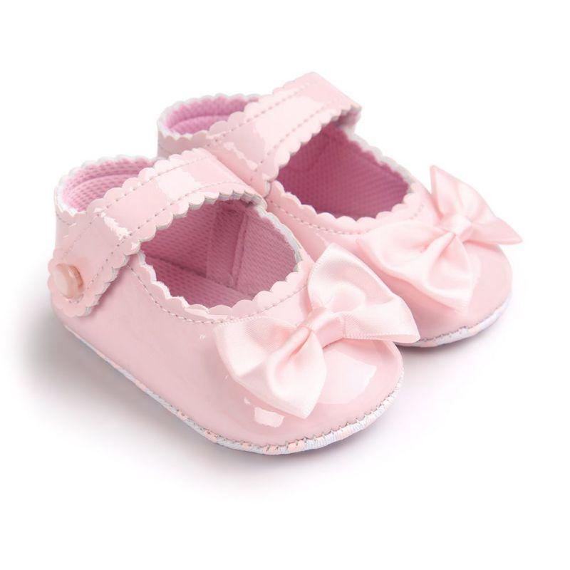 Red Princess Baby Girl Shoes Newborns Butterfly-knot PU Leather Shoes Infants Crib Soft Fashion Footwear Shoes - LittleLullabyLoft