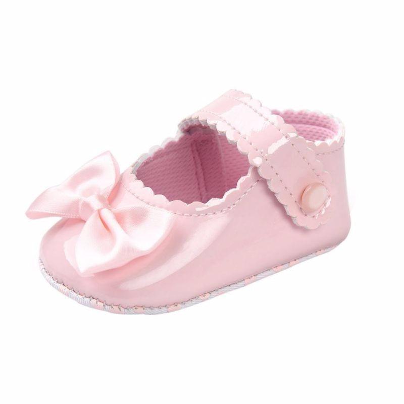 Red Princess Baby Girl Shoes Newborns Butterfly-knot PU Leather Shoes Infants Crib Soft Fashion Footwear Shoes - LittleLullabyLoft