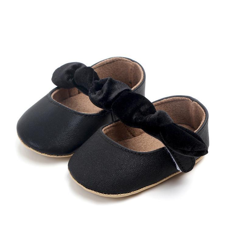 Baby Shoes Infant Girl First Walkers Bowknot Soft Rubber Sole Newborn Pre Walkers Shine Stylish Shoes - LittleLullabyLoft