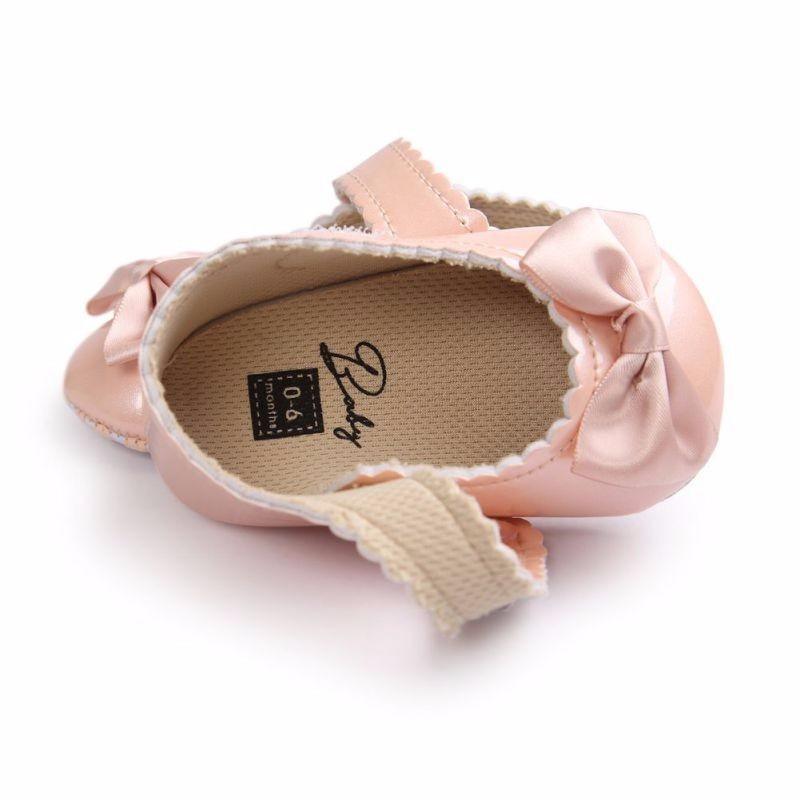 Red Princess Baby Girl Shoes Newborns Butterfly-knot PU Leather Shoes Infants Crib Soft Fashion Footwear Shoes - LittleLullabyLoft