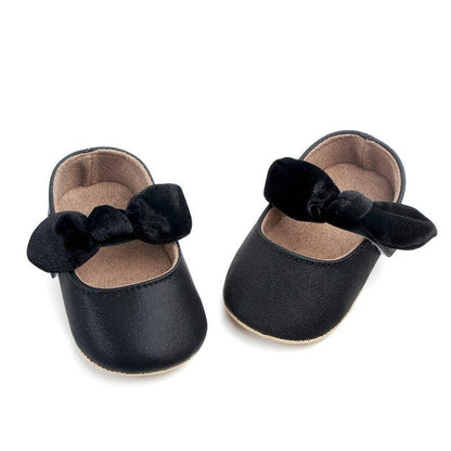 Baby Shoes Infant Girl First Walkers Bowknot Soft Rubber Sole Newborn Pre Walkers Shine Stylish Shoes - LittleLullabyLoft
