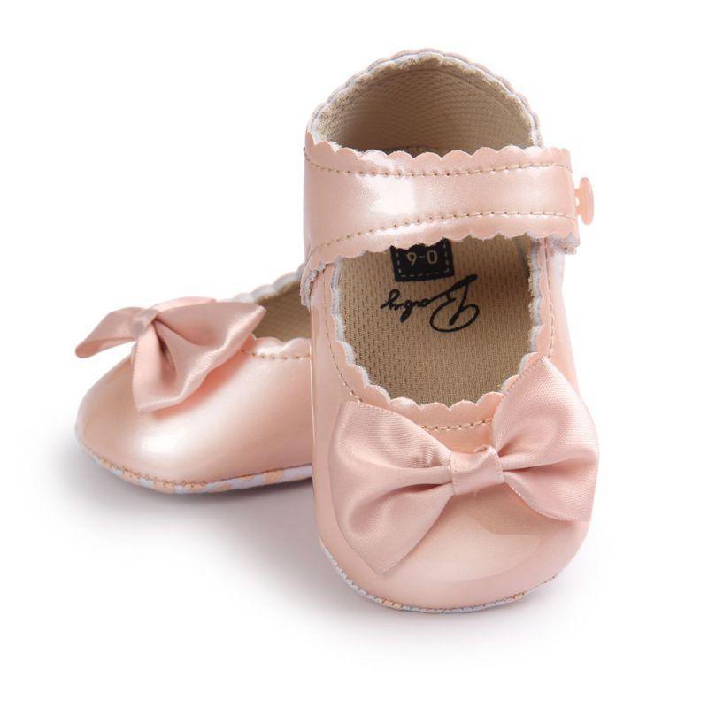 Red Princess Baby Girl Shoes Newborns Butterfly-knot PU Leather Shoes Infants Crib Soft Fashion Footwear Shoes - LittleLullabyLoft