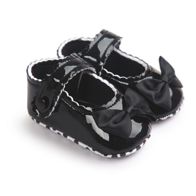 Red Princess Baby Girl Shoes Newborns Butterfly-knot PU Leather Shoes Infants Crib Soft Fashion Footwear Shoes - LittleLullabyLoft