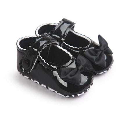Red Princess Baby Girl Shoes Newborns Butterfly-knot PU Leather Shoes Infants Crib Soft Fashion Footwear Shoes - LittleLullabyLoft