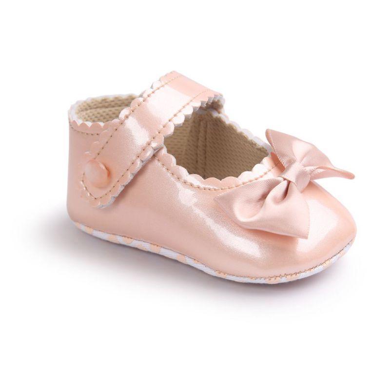 Red Princess Baby Girl Shoes Newborns Butterfly-knot PU Leather Shoes Infants Crib Soft Fashion Footwear Shoes - LittleLullabyLoft