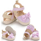 Newborn Infant Baby Summer Shoes Soft Crib Shoes Infants Anti-slip  Striped Bowknot Pre Walker Sandals - LittleLullabyLoft