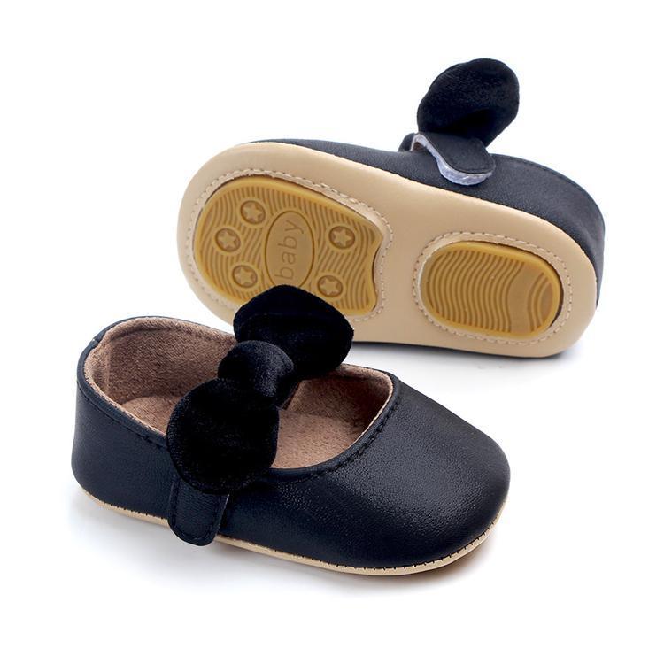 Baby Shoes Infant Girl First Walkers Bowknot Soft Rubber Sole Newborn Pre Walkers Shine Stylish Shoes - LittleLullabyLoft