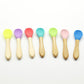 2PCS  Bamboo Training Spoons Organic Soft Baby Feeding Silicone Tip Spoon Scoop Easy Grip Handle Toddlers Infant Gifts For Parents And Baby Boys Or Girls - LittleLullabyLoft