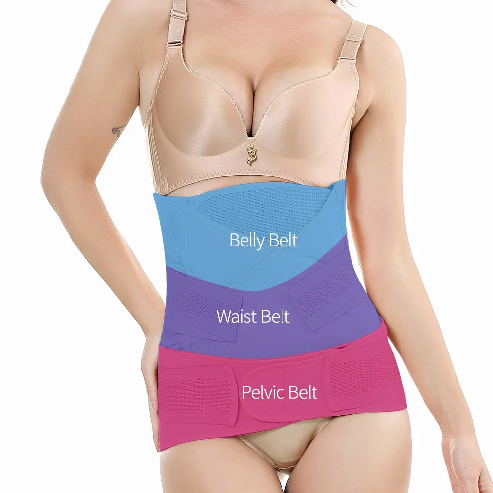 3in1 Belly/Abdomen/Pelvis Postpartum Belt Body Recovery Shapewear Belly Slim Waist Cinchers Breathable Waist Trainer Corset - LittleLullabyLoft