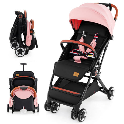 Lightweight Aluminium Frame Baby Stroller with Net-Pink - LittleLullabyLoft