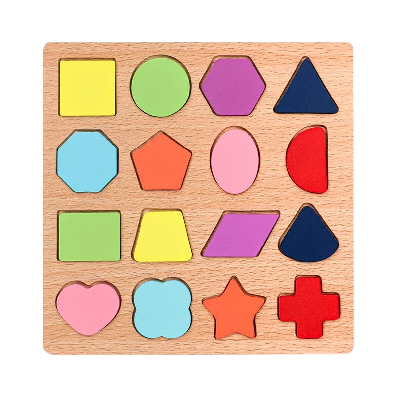 Kids Alphabetic Arithmetic Number Geometric Shapes Wooden Puzzle Montessori Preschool Learning Educational Game Toy for Children - LittleLullabyLoft