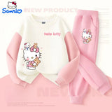 Sanrio Autumn Baby Girls Clothes Set Kid Hello Kitty Printed Sweatshirts Pullover Top & Pants 2pcs Children Patchwork Tracksuit - LittleLullabyLoft