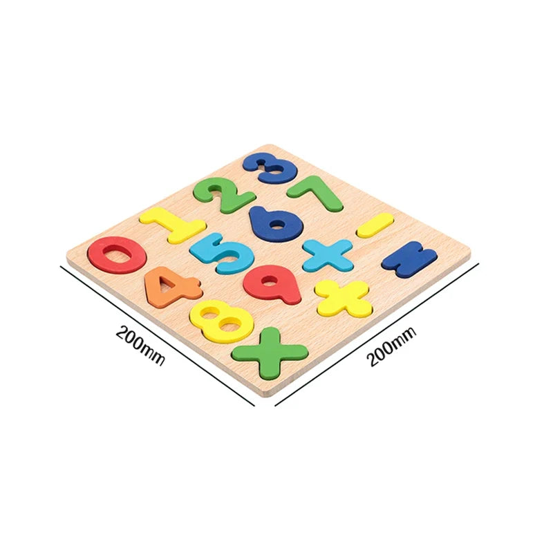 Kids Alphabetic Arithmetic Number Geometric Shapes Wooden Puzzle Montessori Preschool Learning Educational Game Toy for Children - LittleLullabyLoft