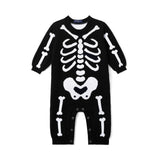 Skeleton Halloween Long Sleeve Knit Baby Romper