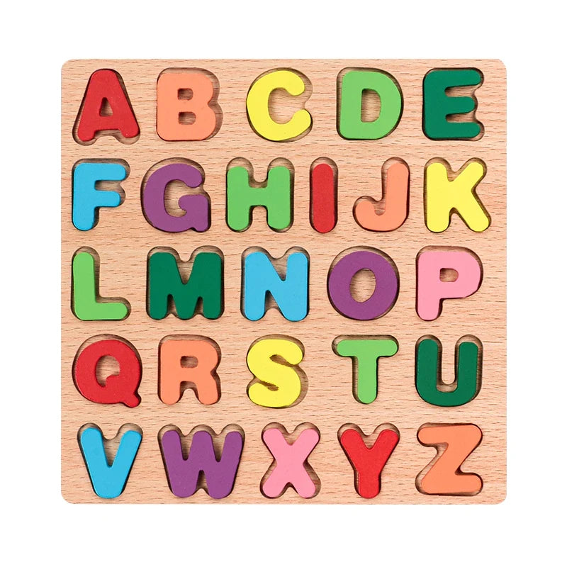 Kids Alphabetic Arithmetic Number Geometric Shapes Wooden Puzzle Montessori Preschool Learning Educational Game Toy for Children - LittleLullabyLoft