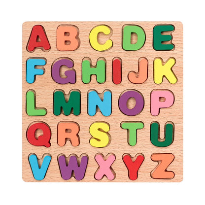 Kids Alphabetic Arithmetic Number Geometric Shapes Wooden Puzzle Montessori Preschool Learning Educational Game Toy for Children - LittleLullabyLoft