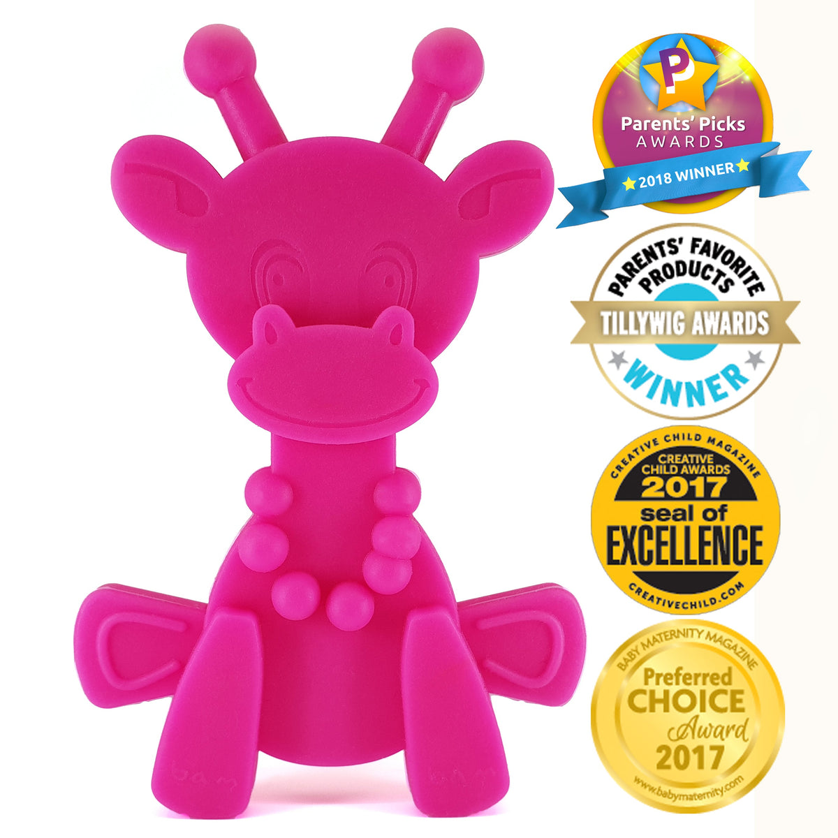 Little bamBAM Baby Teething Toy - Magenta - LittleLullabyLoft
