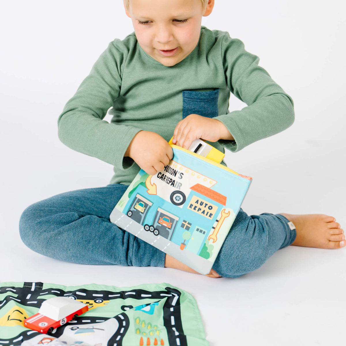 Toy Car Mat with Cars - All-in-One Travel Play Set - LittleLullabyLoft
