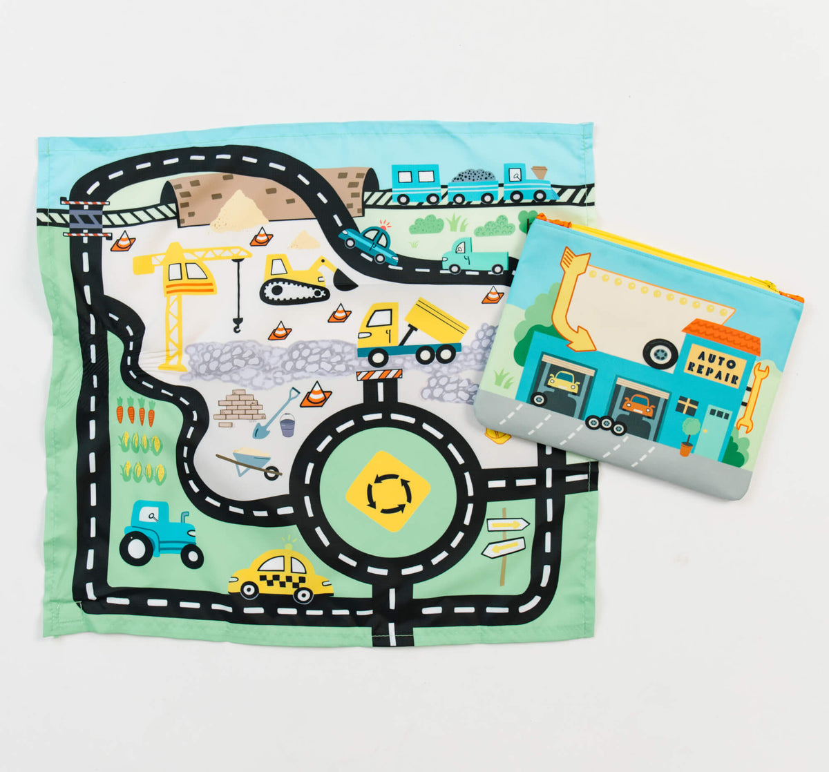 Toy Car Mat with Cars - All-in-One Travel Play Set - LittleLullabyLoft