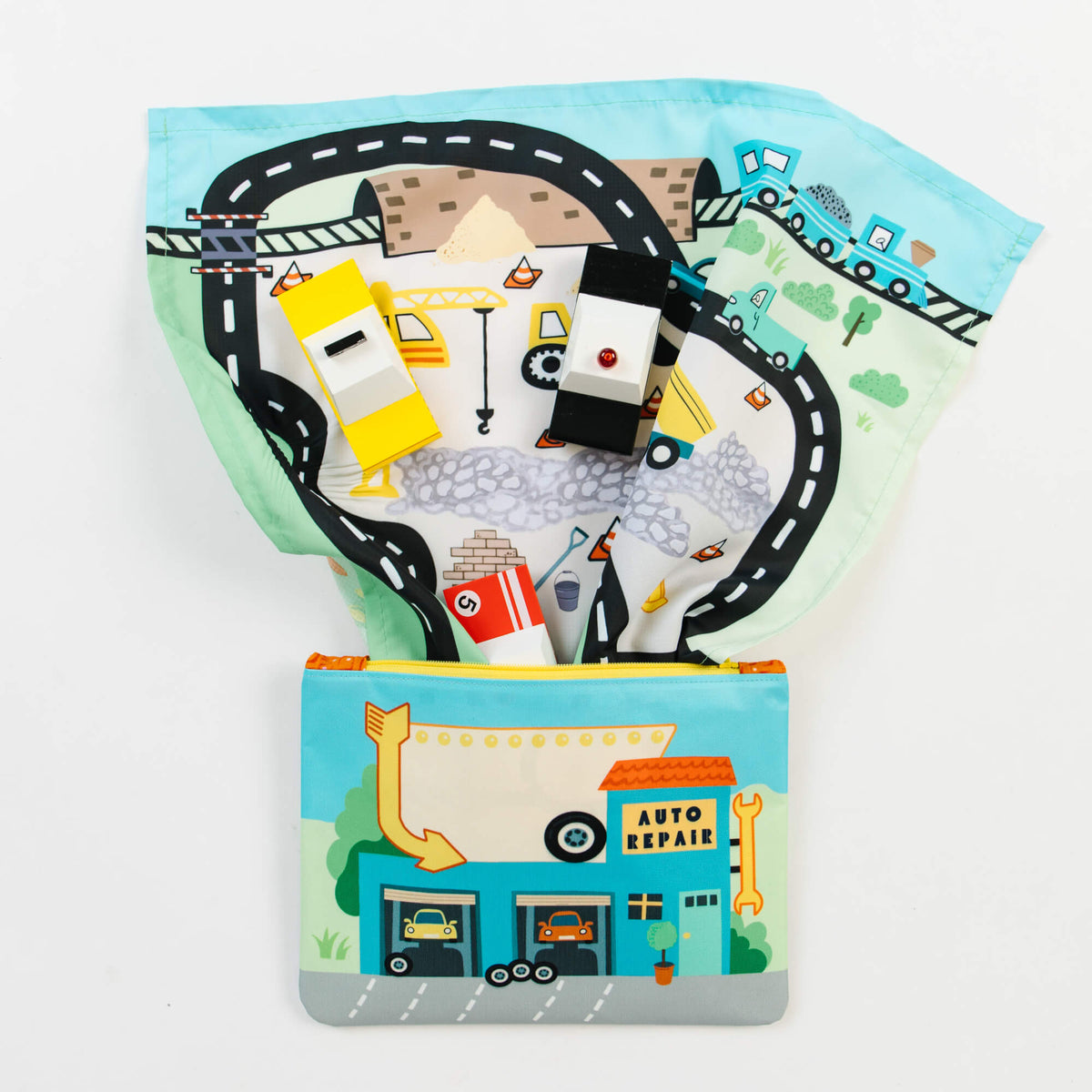 Toy Car Mat with Cars - All-in-One Travel Play Set - LittleLullabyLoft