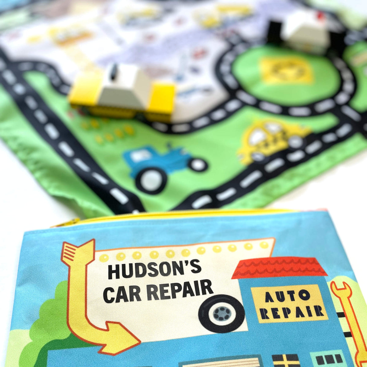 Toy Car Mat with Cars - All-in-One Travel Play Set - LittleLullabyLoft