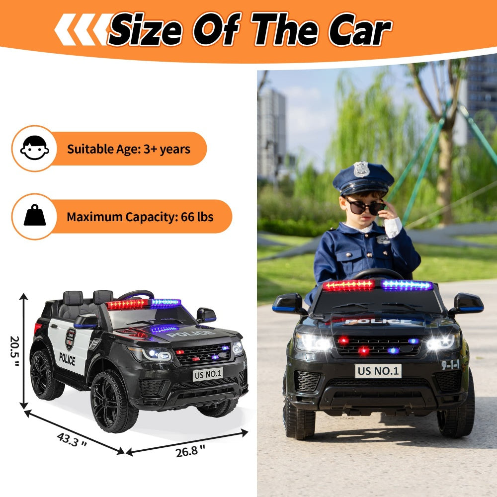 TOBBI 12V Electric Kids Ride On Toy Police Car