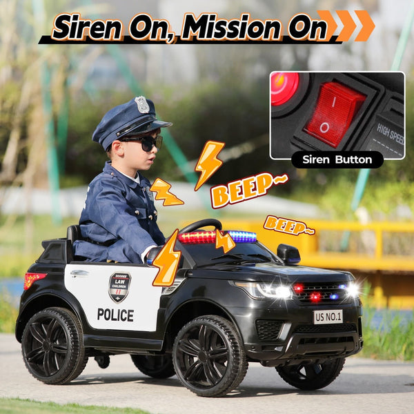 TOBBI 12V Electric Kids Ride On Toy Police Car