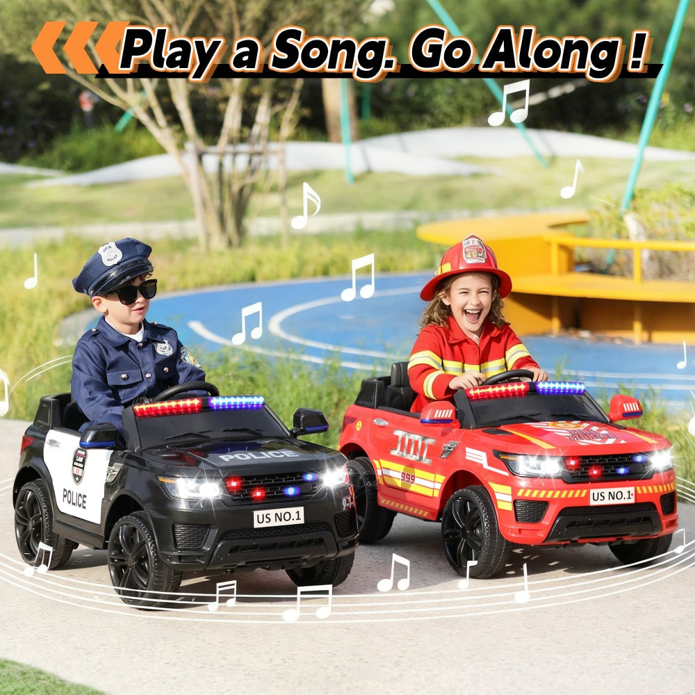 TOBBI 12V Electric Kids Ride On Toy Police Car