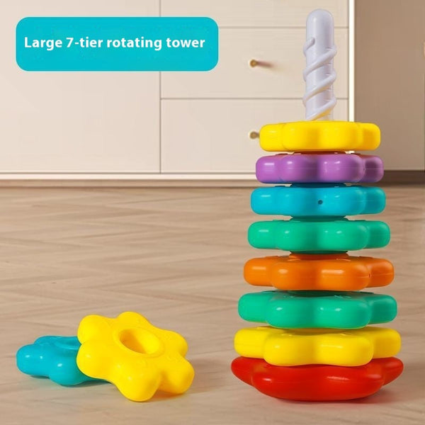 Rainbow Rotary Table Jenga Toy Stacking Game