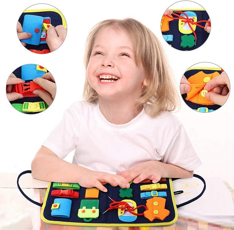 Children's Busy Board Dressing and Buttoning Learning Book Toy