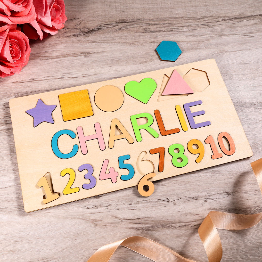 Personalized Baby Name Wooden Puzzle Toy - LittleLullabyLoft