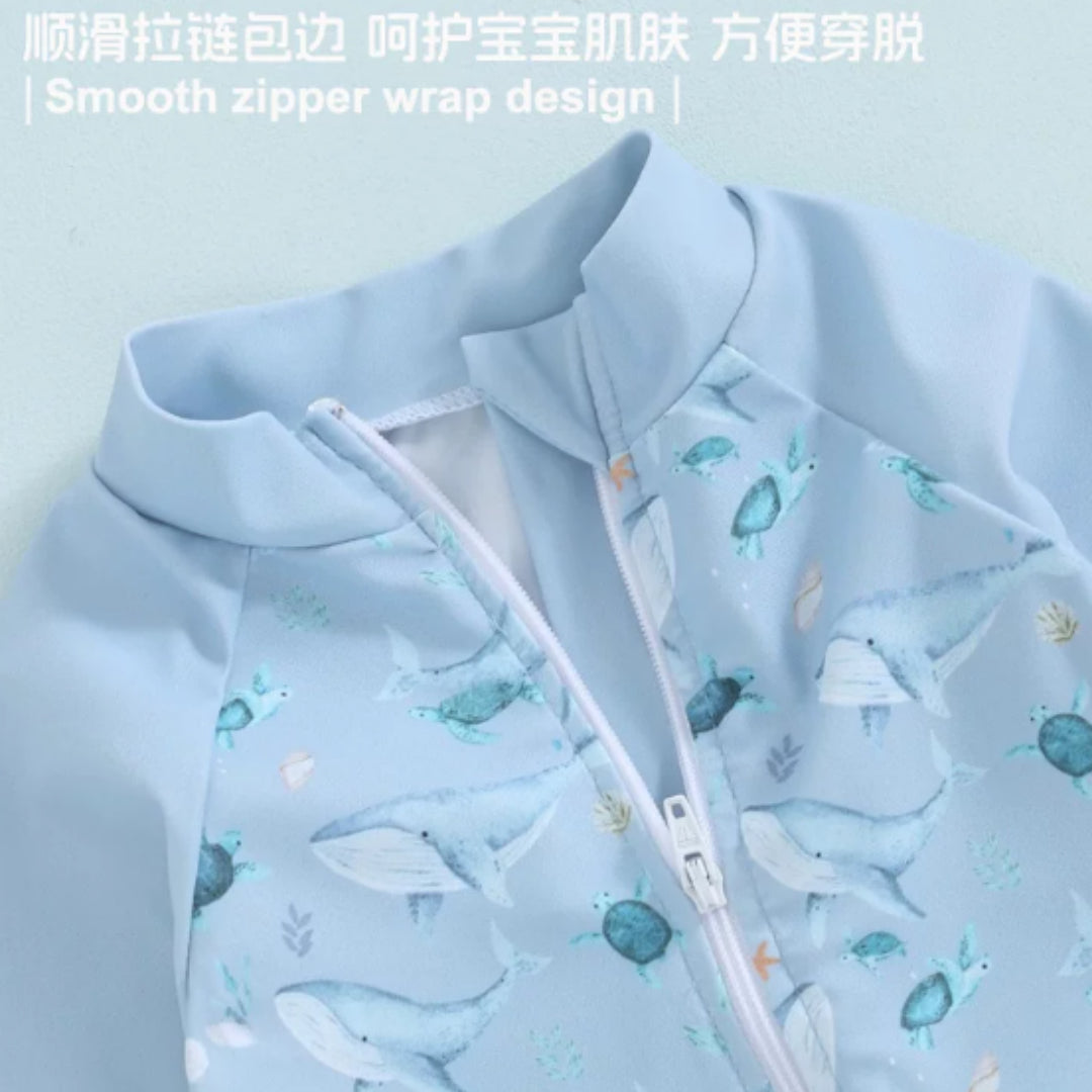 Baby Long-sleeved Onesie Swimsuit With Sun Protection for Boys And Girls
