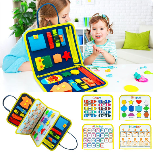 Children's Busy Board Dressing and Buttoning Learning Book Toy - LittleLullabyLoft