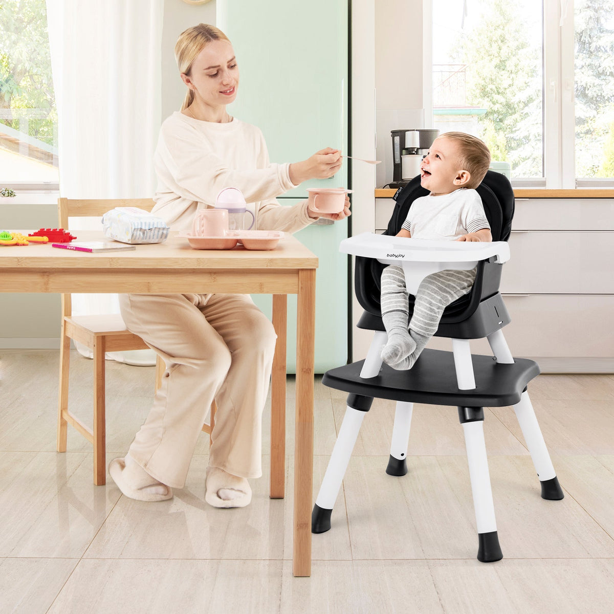 6-in-1 Convertible Baby High Chair with Removable Tray - LittleLullabyLoft