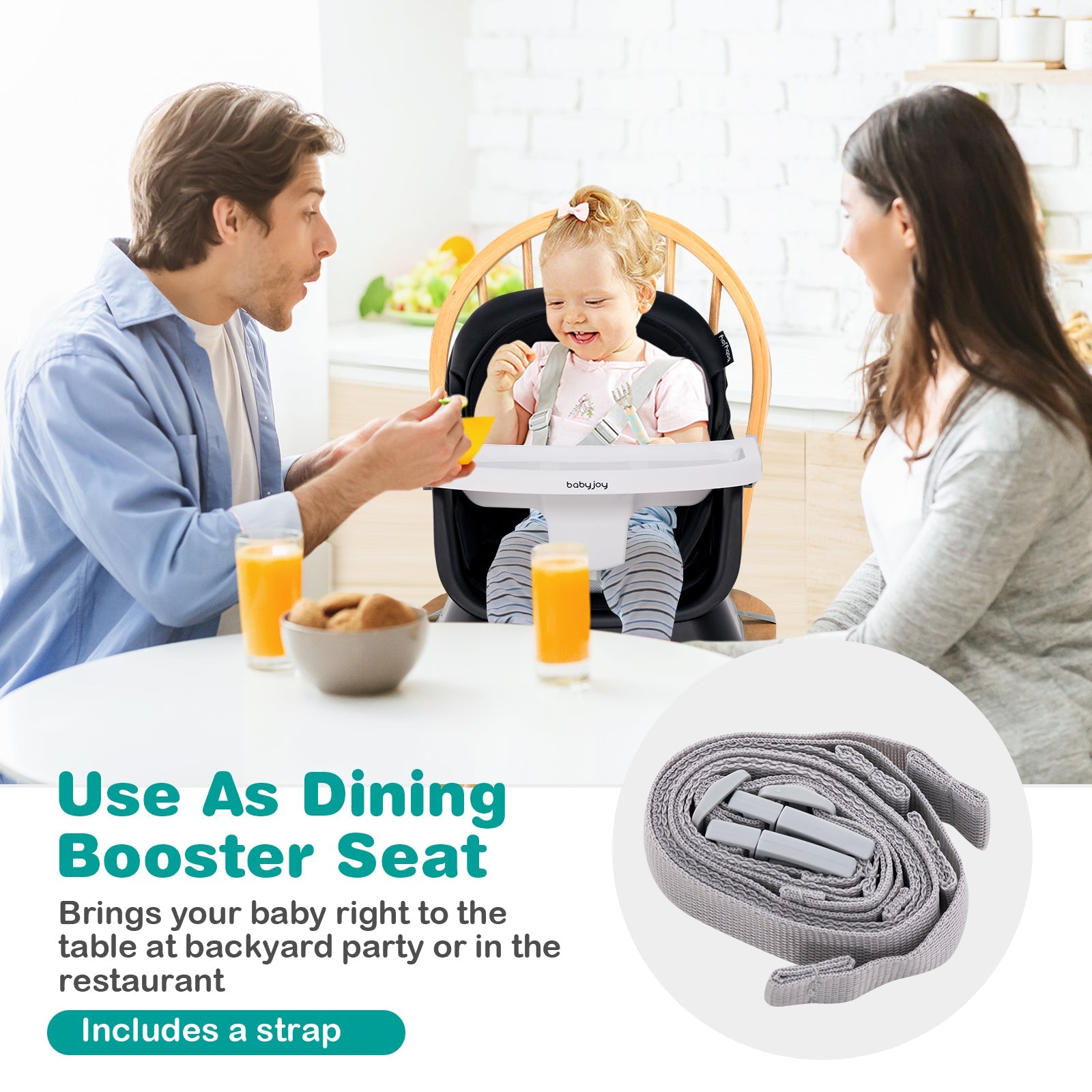 6-in-1 Convertible Baby High Chair with Removable Tray