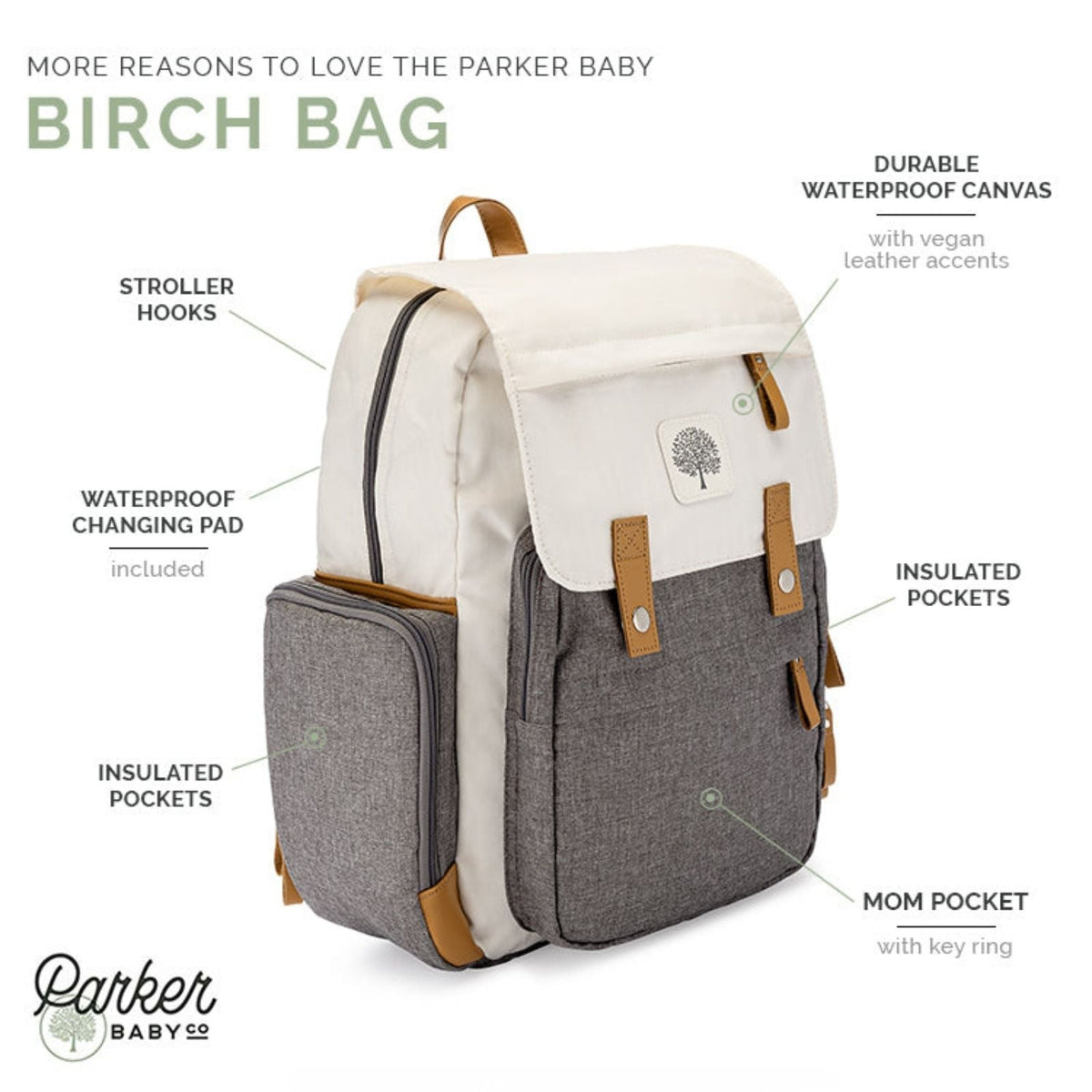 Birch Diaper Backpack Spacious Baby Travel Organizer Bag - LittleLullabyLoft