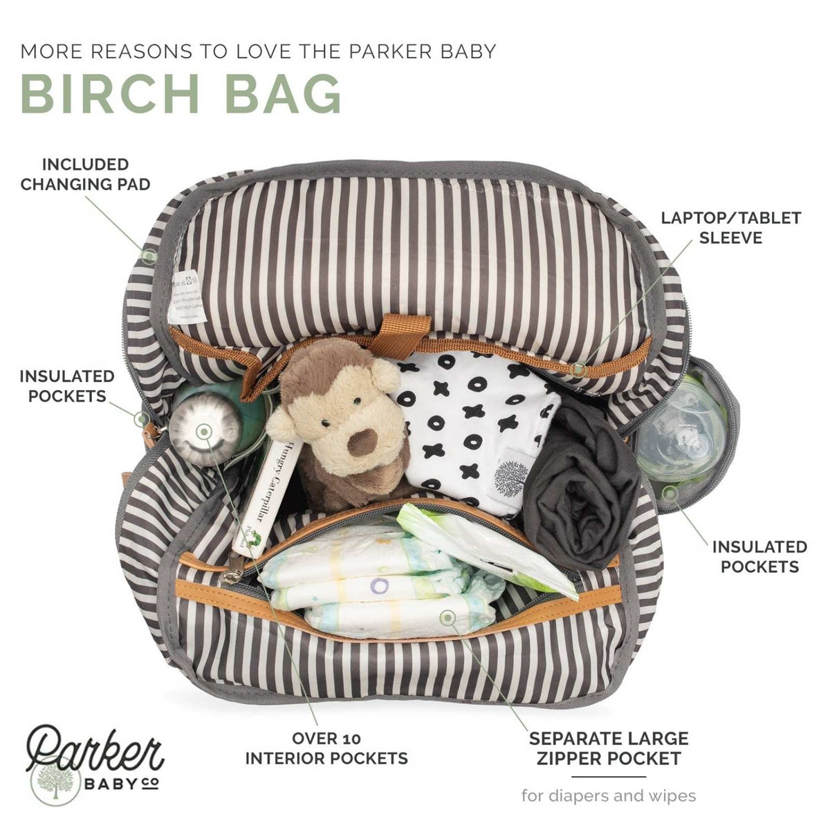 Birch Diaper Backpack Spacious Baby Travel Organizer Bag - LittleLullabyLoft