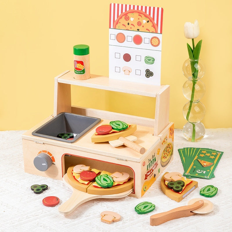 Children's Wooden Pizza Oven Kitchen Pretend Play Toy