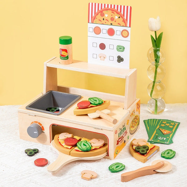 Children's Wooden Pizza Oven Kitchen Pretend Play Toy