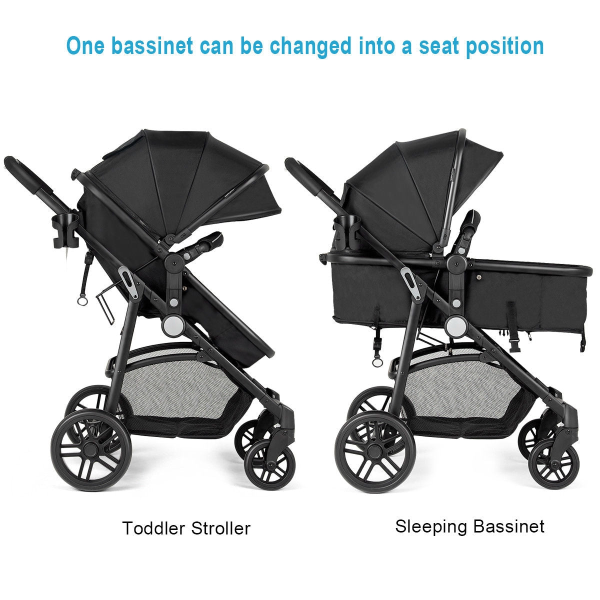 2-in-1 Foldable Pushchair Newborn Infant Baby Stroller - LittleLullabyLoft