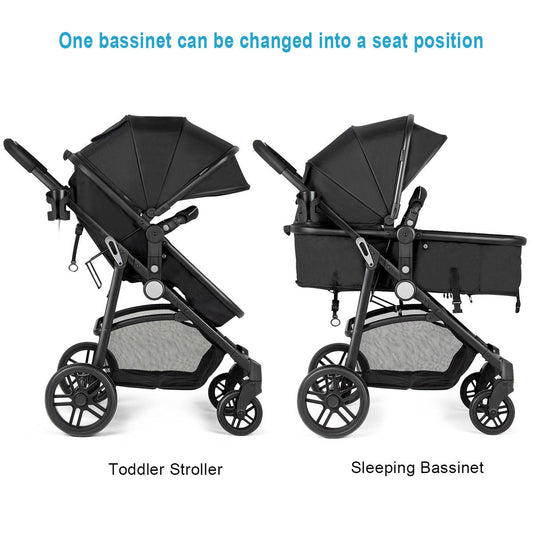 2-in-1 Foldable Pushchair Newborn Infant Baby Stroller - LittleLullabyLoft