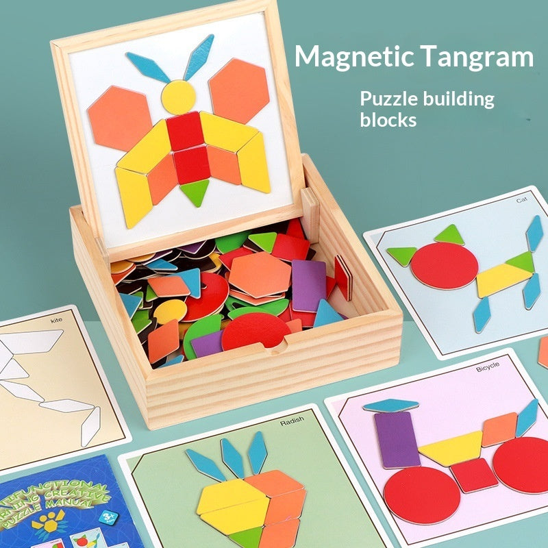 Children's Magnetic Geometric Tangram Puzzle Blocks Educational Toy