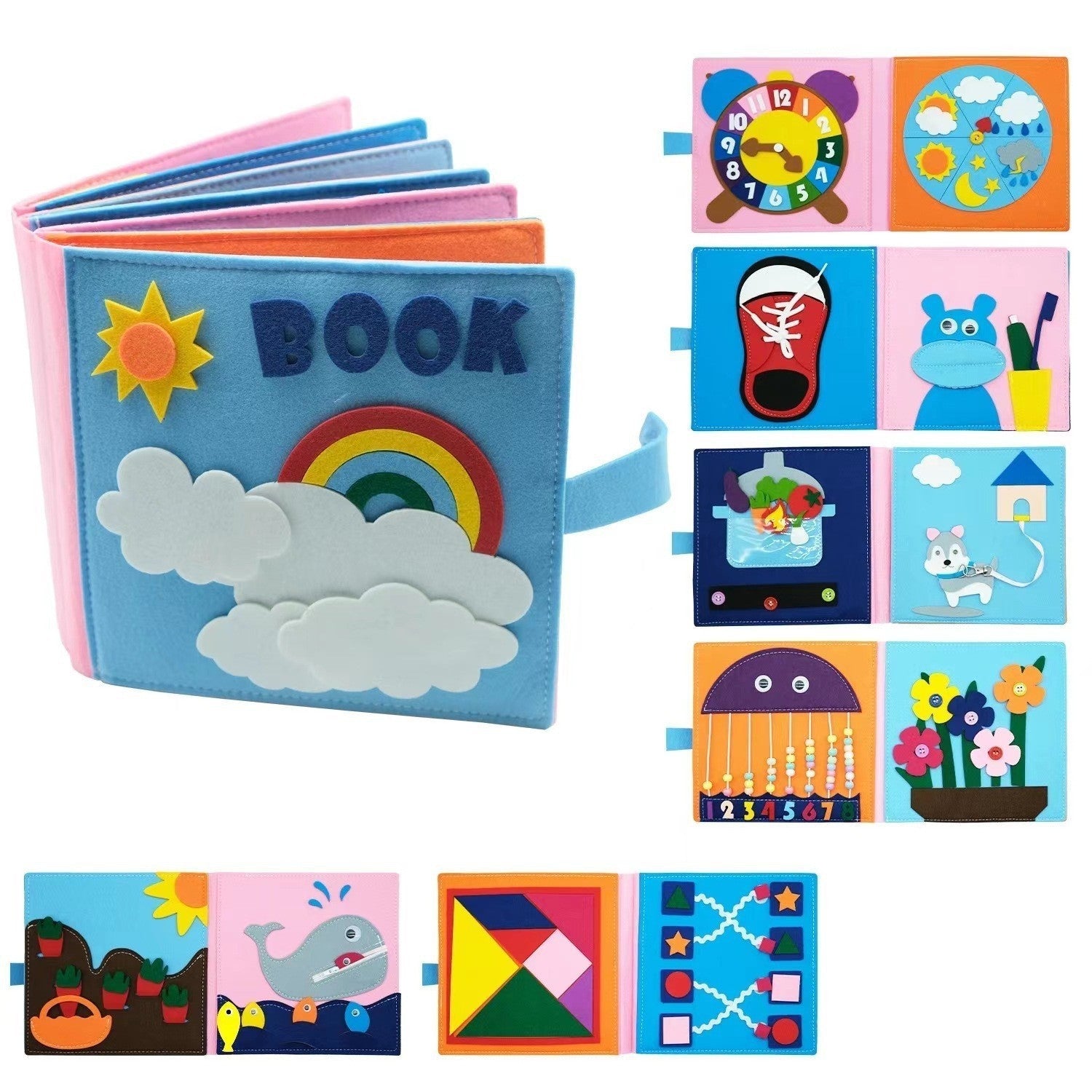 Felt Busy Board 3D Educational Learning Activity Book