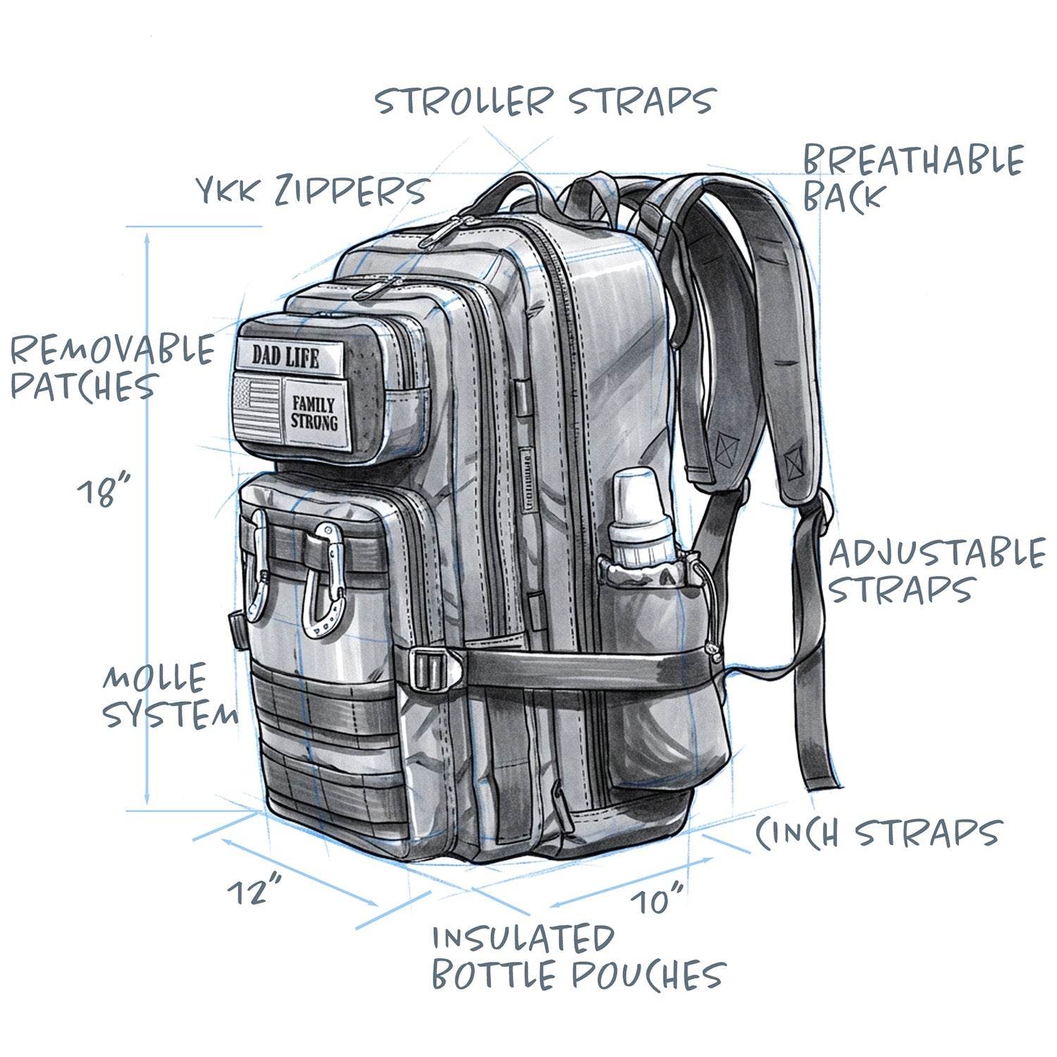 JUG 30L Dad Diaper Bag Backpack - Black