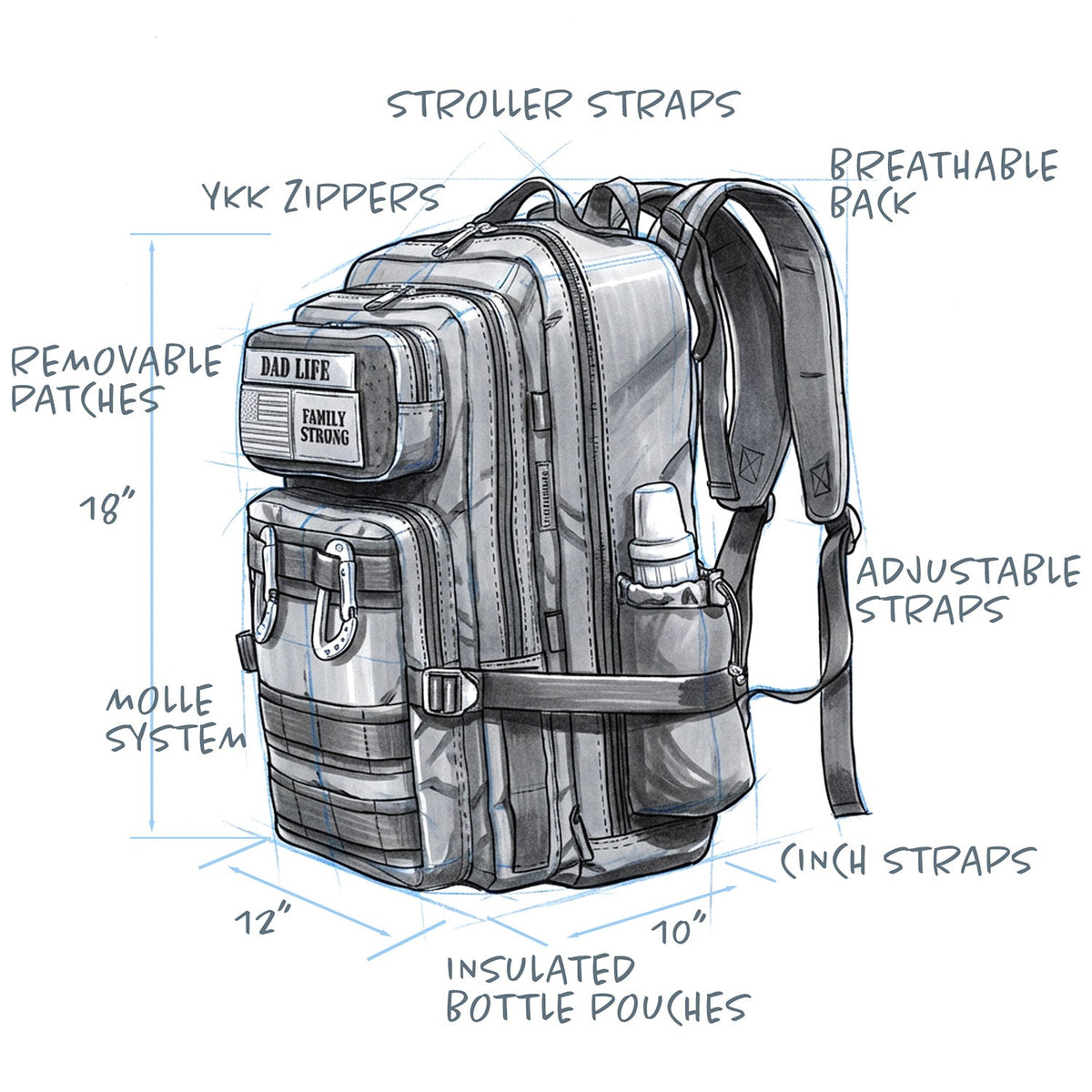 JUG 30L Dad Diaper Bag Backpack - Black - LittleLullabyLoft