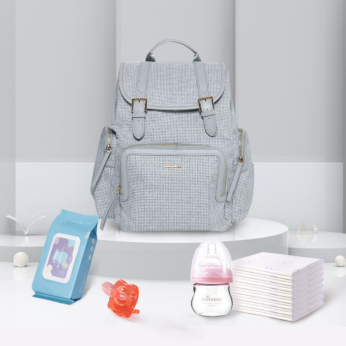 Waterproof Tweed Diaper Bag Backpack for Travel